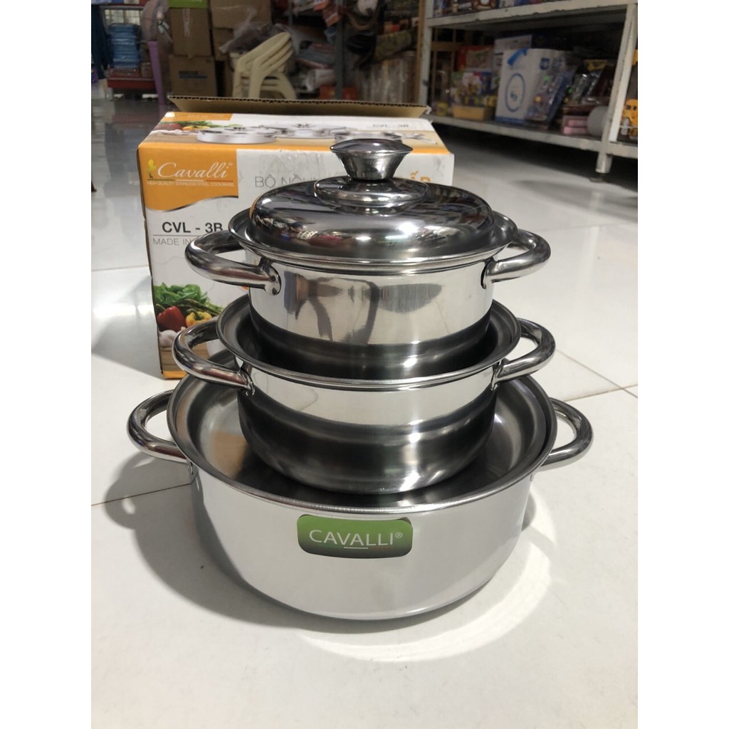 Bộ Nồi Cavalli CVL-3B - Bộ 3 Nồi Inox CAVALLI CVL-3B