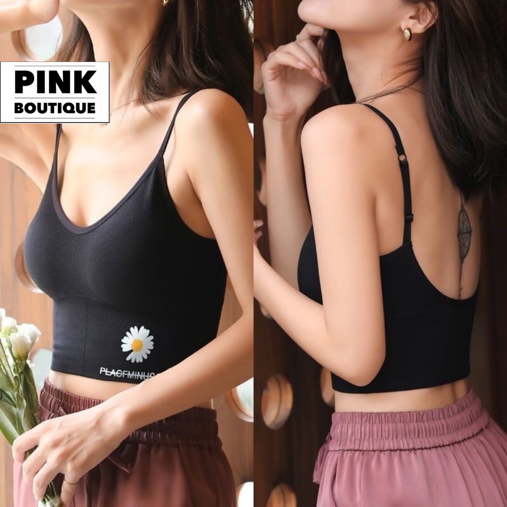 Áo Bra Hai Dây Nữ Tập  Hoa Cúc Dáng Croptop Đệm Ngực Mỏng Khoét Lưng Chữ U Sexy Quyến Rũ PINKBOUTIQUE 658 STORE 658