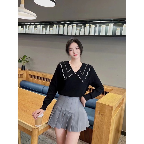 Áo len cổ sen bánh bèo siêu sịn sò Hàng sẵn tại shop bốn màu siêu đẹp