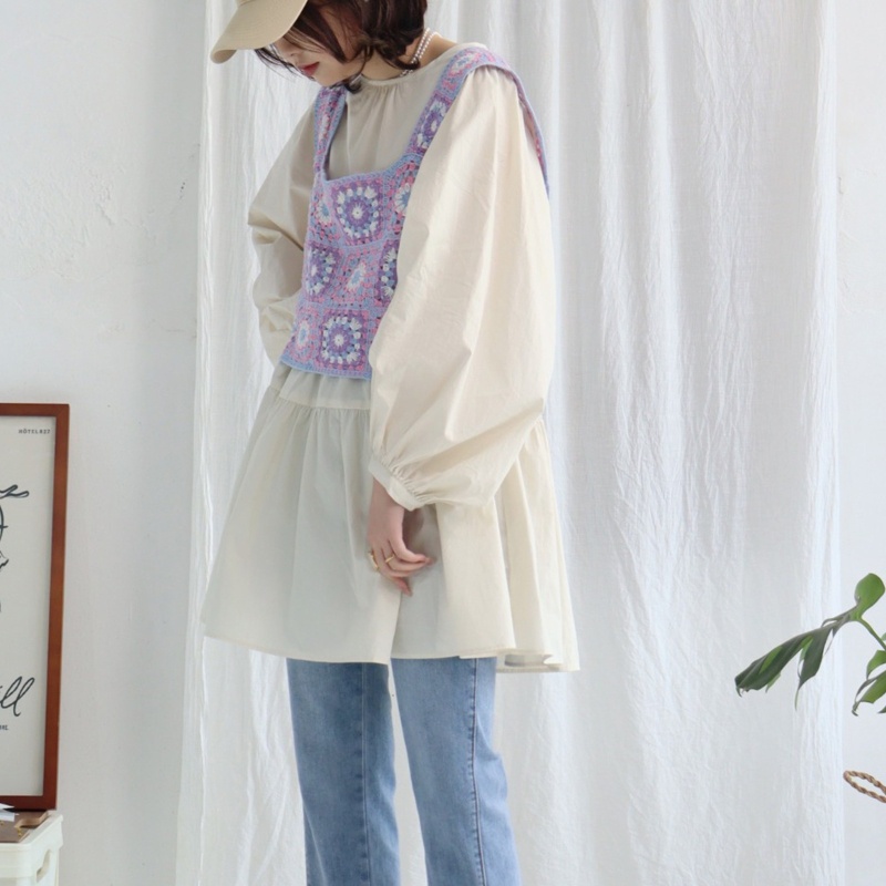 Brroa Áo Tank Top Dệt Kim Không Tay In Họa Tiết Hình Học Màu Sắc Kẹo Ngọt Phong Cách Retro