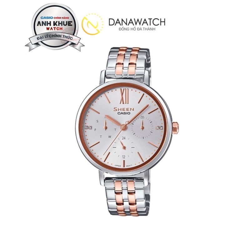Đồng Hồ Casio Sheen Nữ Chính Hãng SHE-3064SPG-7AUDF dây kim loại 34mm