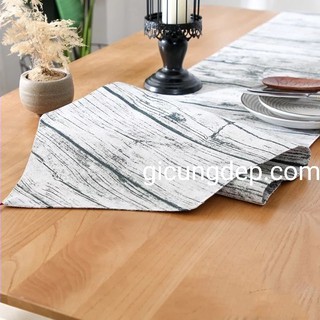 Khăn Runner trải bàn tam giác mẫu giả gỗ
