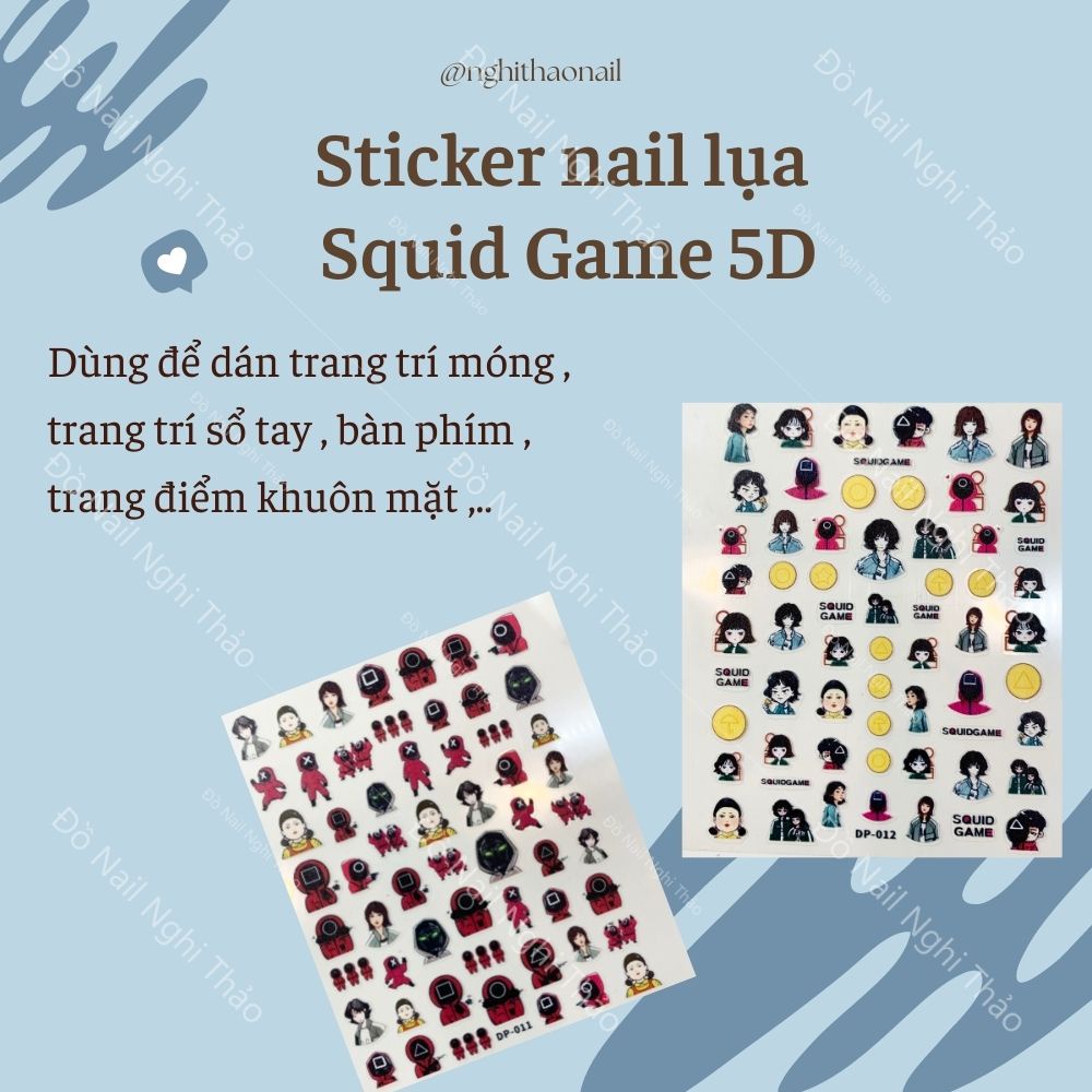 Sticker nail lụa Squid Game 5D