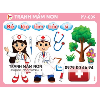 Decal mầm non-bé làm bác sĩ khổ lớn 127x80