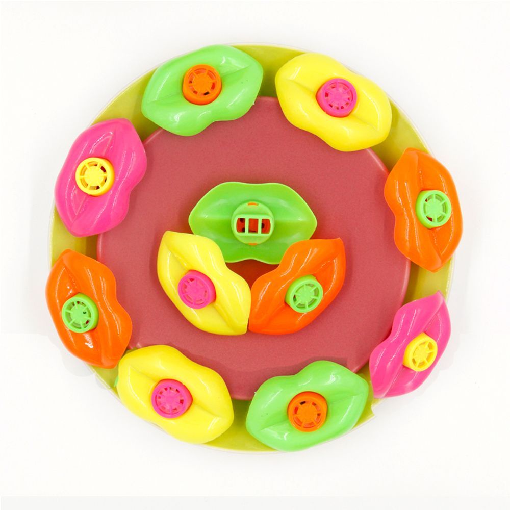 Set 15 Còi Thổi Bằng Nhựa Hình Đôi Môi Nhiều Màu Sắc Vui Nhộn