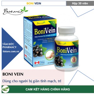 BONIVEIN [Hộp 30 viên] - Hỗ trợ cho người suy giãn tĩnh mạch, trĩ [Boni Vein, Daflon, Venpoten]