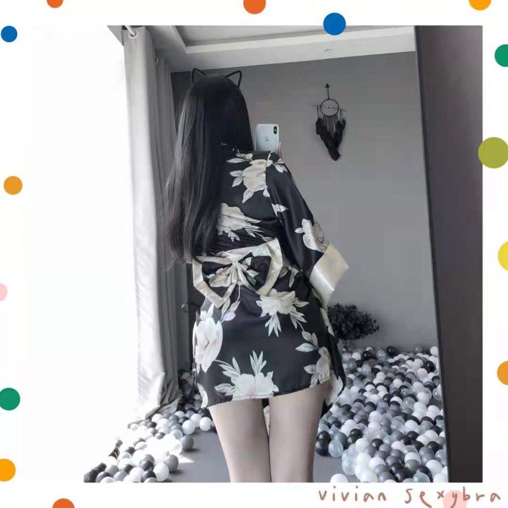 🌺Sexy đồ ngủ🌺Kimono Nhật Bản Cosplay Đồ lót đầm ngủ +quần lót Freesize 40-65kg--Không socks--020 | BigBuy360 - bigbuy360.vn