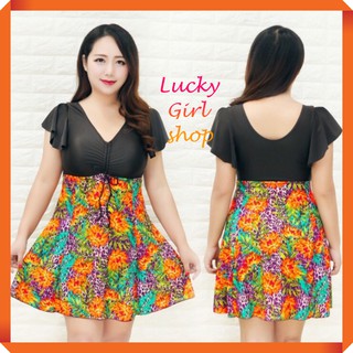 [BIG SIZE ĐẾN 110KG] Đồ Bơi Nữ Bộ Bơi 1 Mảnh Liền Thân Tay Tiên Thun Cao Cấp Big Size-Ảnh Thật Trải Nền-Lucky Girl shop