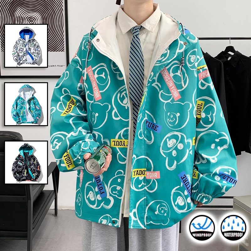Áo Khoác Gió Có Mũ Trùm Chống Thấm Nước Thời Trang Mùa Thu 2002 Dành Cho Nam áo khoác nam form rộng thể thao bigsize học sinh