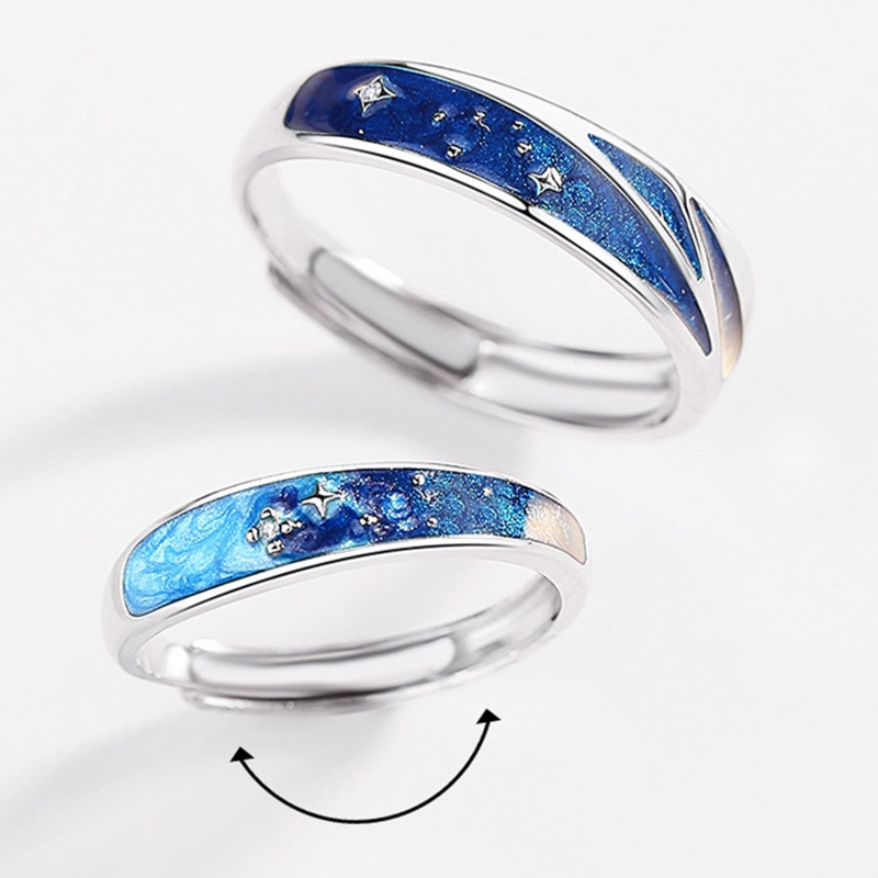 Ivy Bộ Nhẫn Cặp Đôi Màu Xanh Dương Ngôi Sao Phù Hợp Với Bạn Thân Thời Trang Dành Cho Thanh Thiếu Niên