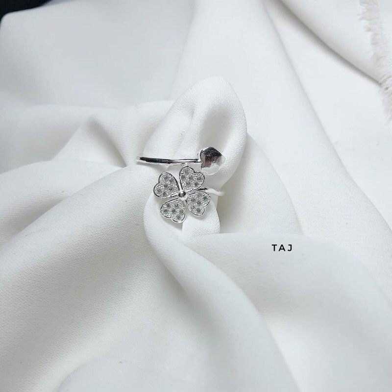 NHẪN CỎ 4 LÁ DÁNG HỞ BẠC TA