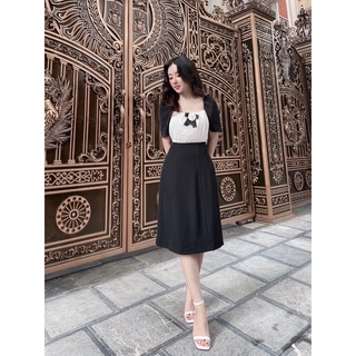 Váy tay bồng ly ngực kèm tag hoa