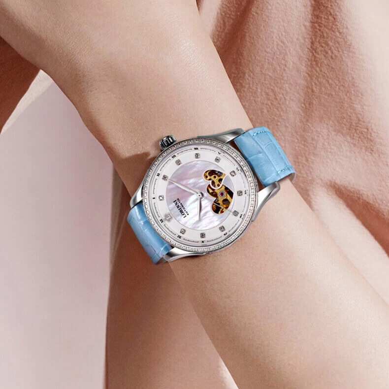 Đồng Hồ Nữ LOBINNI No.2002-1 Chính Hãng BH 24T Chịu Nước 50m Kính Chống Xước Dây Da Cao Cấp (Máy Cơ Tự Động)