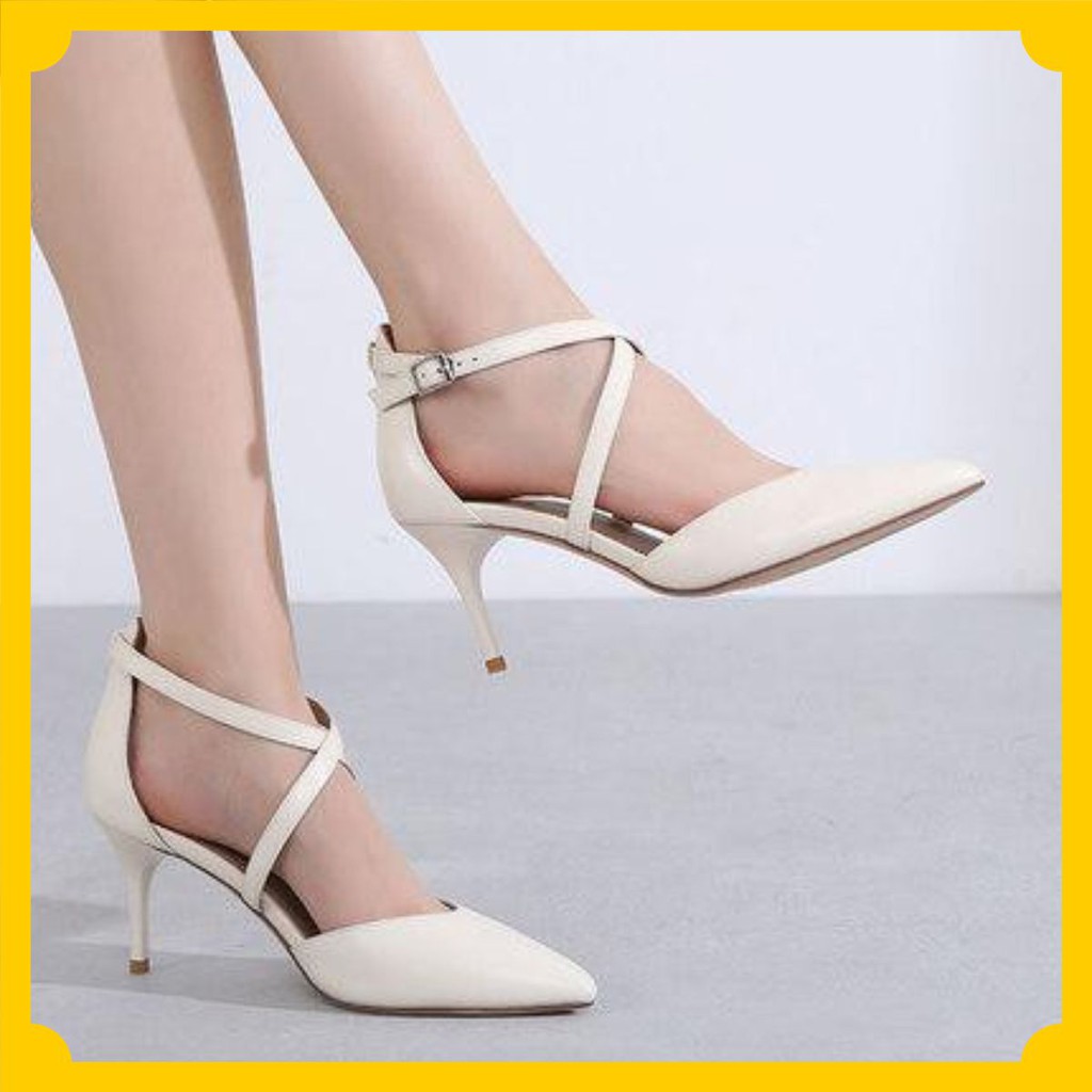 Giày nữ cao gót quai chéo 8cm quý phái TTC30