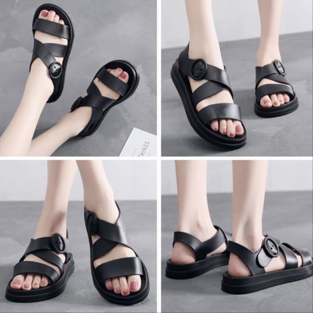 Giày Sandal Nữ Nhựa Dẻo Đi Mưa Kapu (Đen, Hồng, Kem) - M800