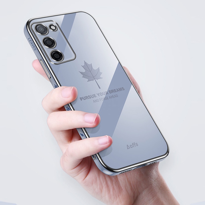 Ốp Điện Thoại Viền Vuông In Họa Tiết Lá Phong 6D Cho iNfinix Tecno 18 Pova 2 POP 5 LTE Zero X Pro Neo