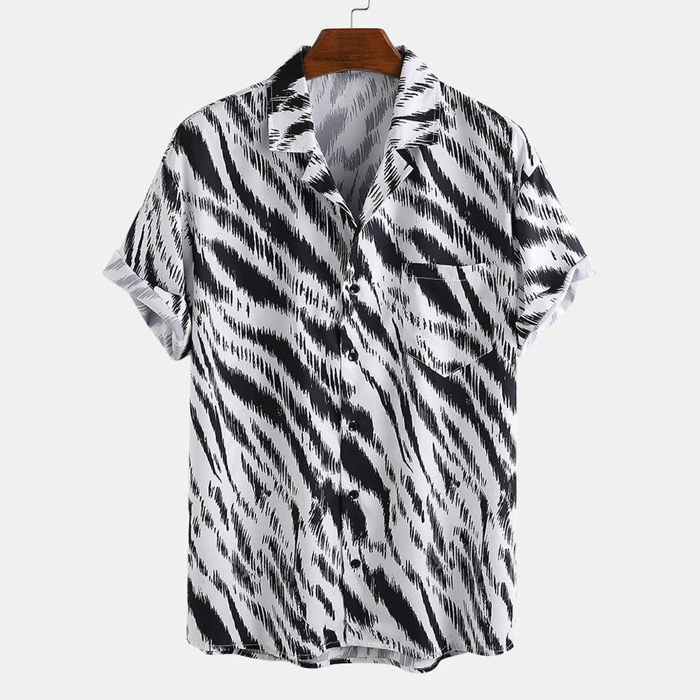 Áo sơ mi nam họa tiết tay ngắn Zebra Shirt  ASM105 ZUMAN  form suông, chất lụa chéo, thoáng mát, không nhăn