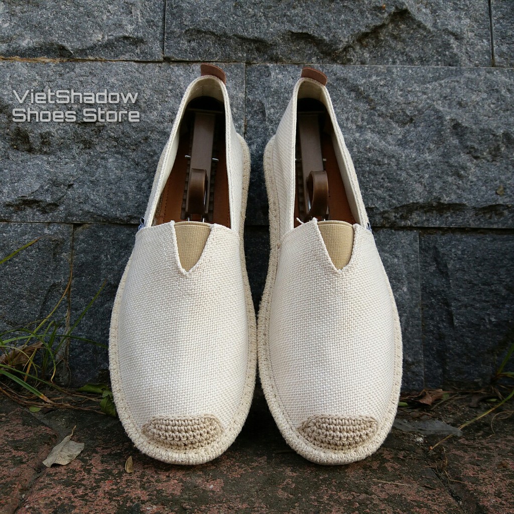 Slip on nam - Giày lười vải nam cao cấp - Vải bố màu trắng ngà (be) - Mã SP 2905