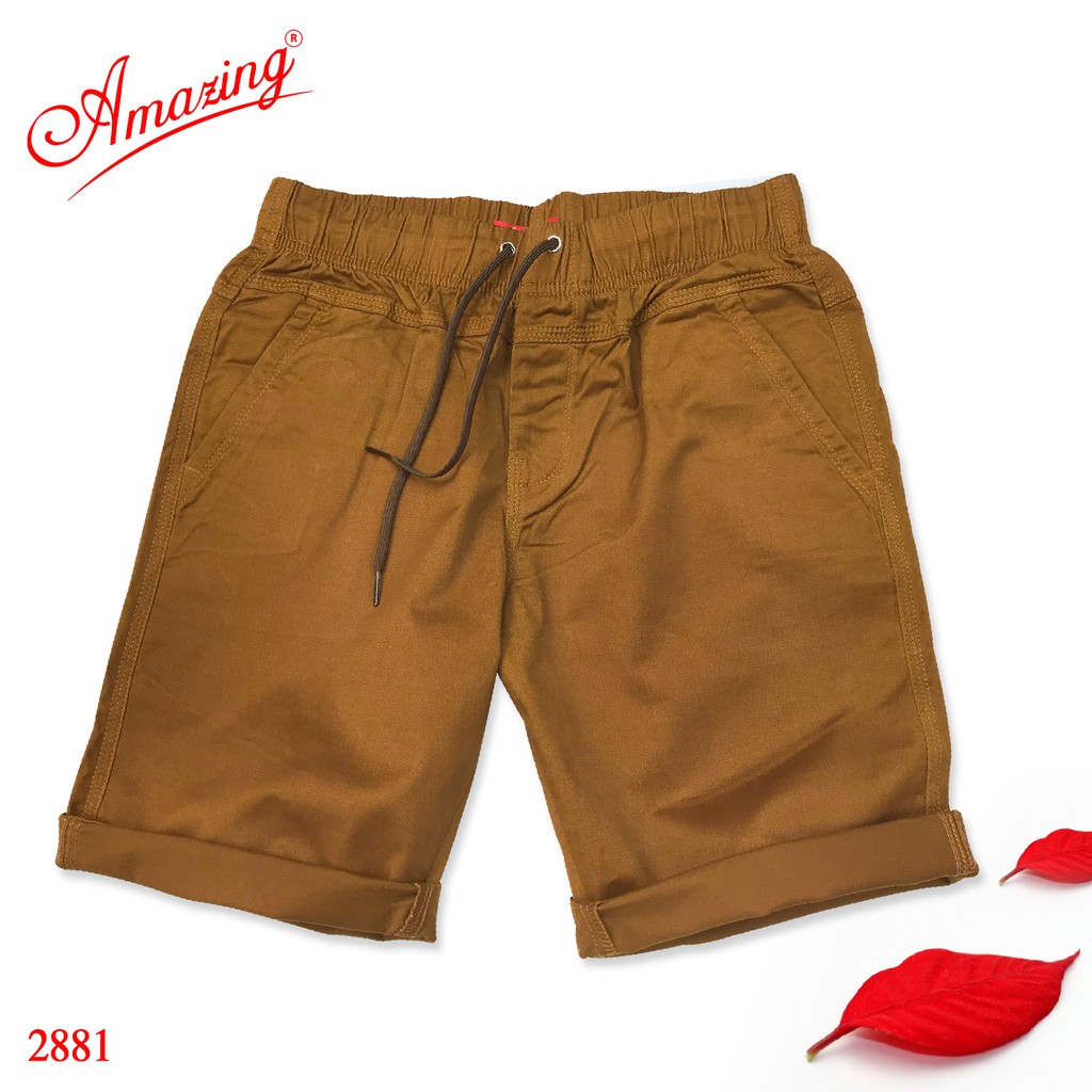 Kaki short Amazing, quần nam lửng, lưng thun ,dây rút, big size, phong cách thể thao trẻ trung