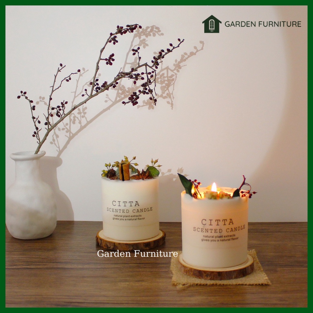 Nến thơm phòng Handmade trang trí hoa khô cao cấp, được làm từ sáp đậu nành tự nhiên, không khói, nến tạo hương thơm đẹp