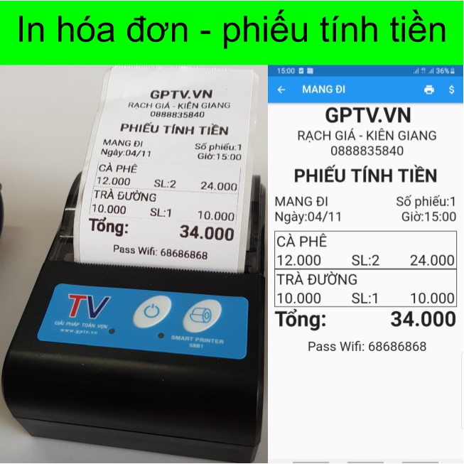 Máy in bill Bluetooth nhiệt Mini không dây KiotViet Viettelpay Airpay vận đơn hóa đơn phiếu tính tiền ảnh chụp màn hình | BigBuy360 - bigbuy360.vn