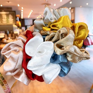 Dây Cột Tóc Vải Scrunchies Satin Nhung Lụa Phi Bóng Mềm Vintage