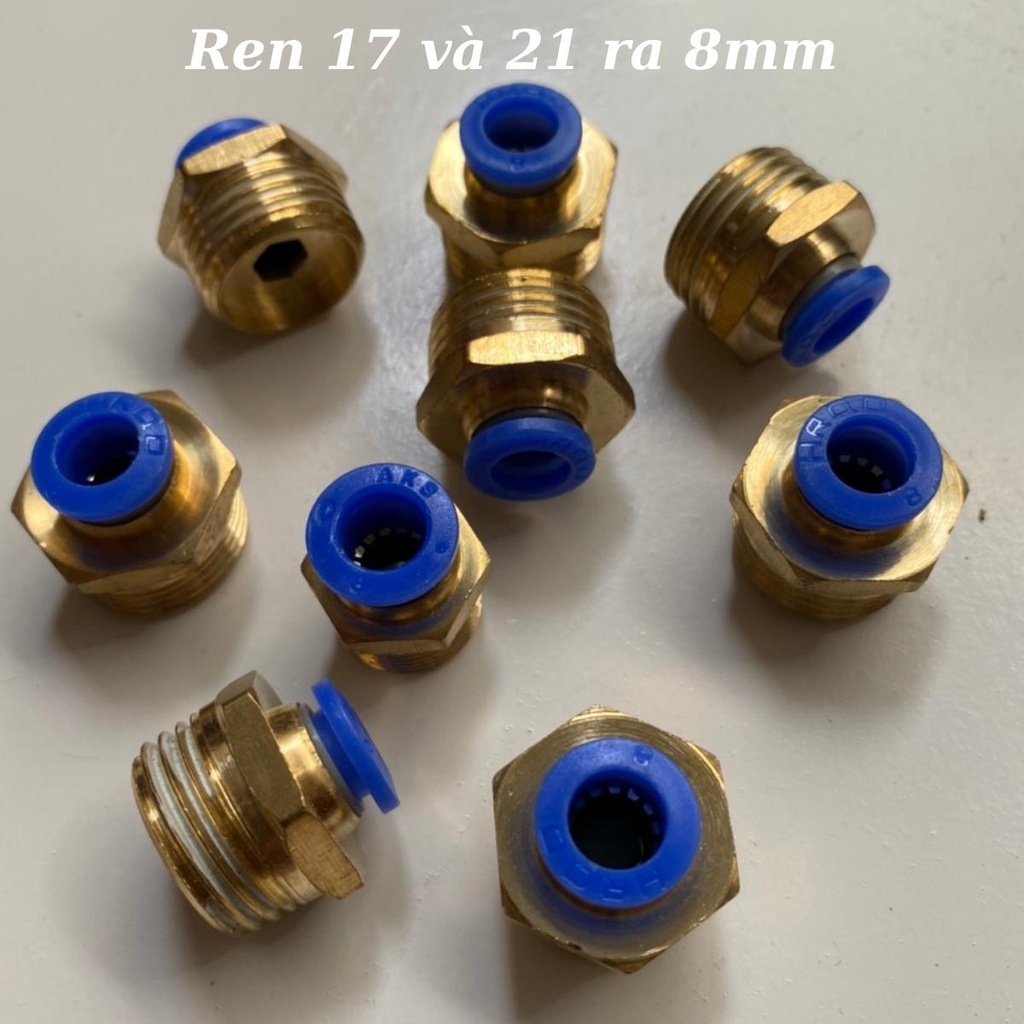 Nối ren ngoài 21 - Nối dây 8 ly , phi 21 ra 8mm bằng đồng, phun sương, dùng cho cốc lọc nước, bảo hành 6 tháng Alate
