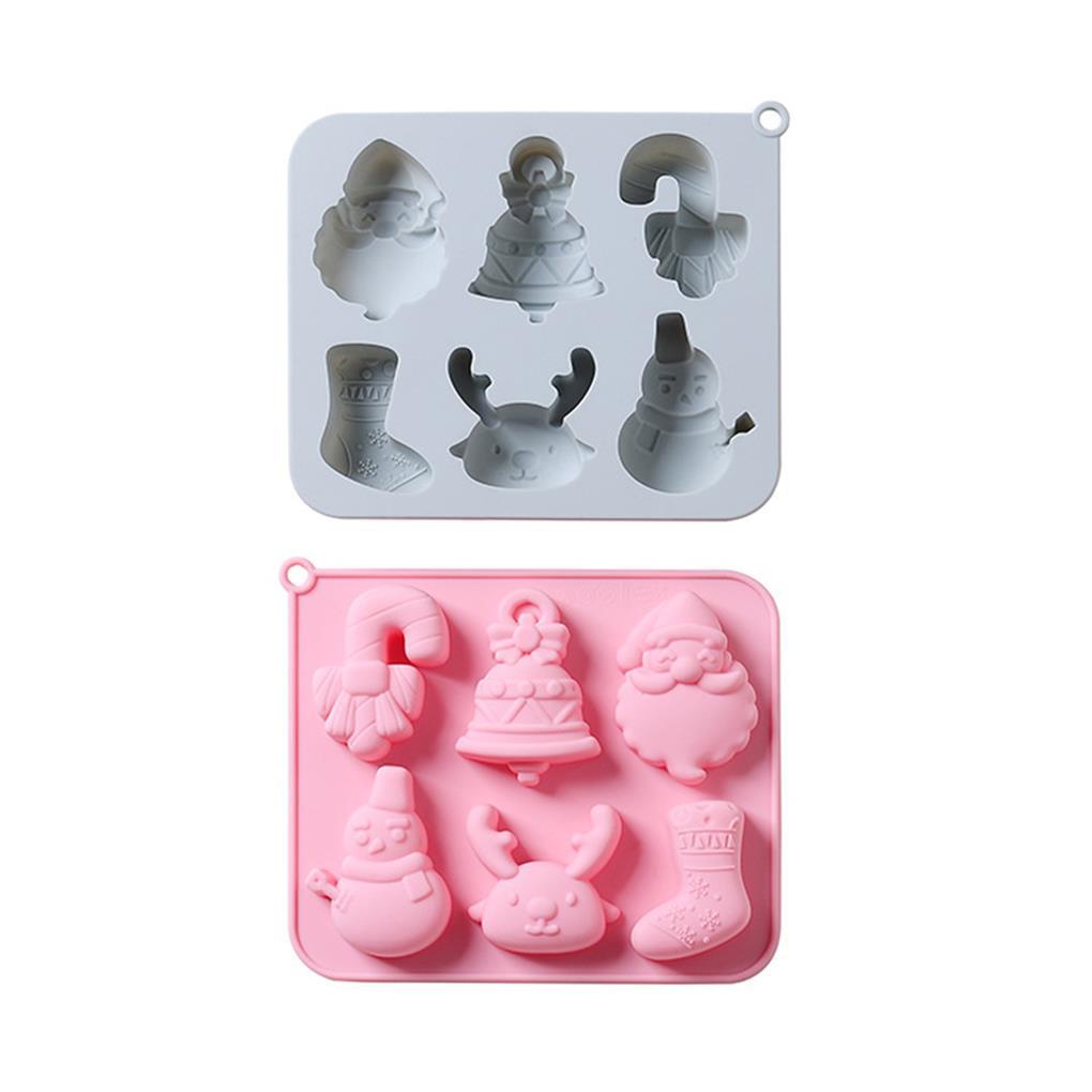 Khuôn Silicone Làm Bánh Đa Năng Hình Người Tuyết Giáng Sinh Màu Hồng ff86