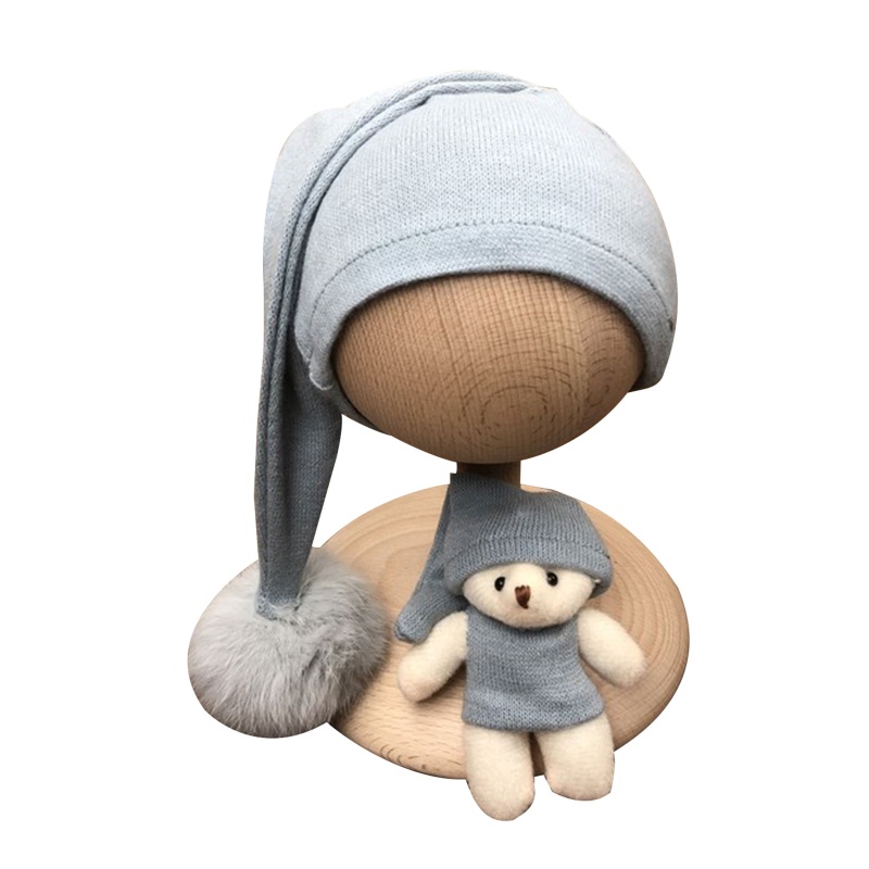 Set 3 Món Đồ Gồm Áo Liền Quần Tay Dài + Nón + Bóng Lông Cho Bé Sơ Sinh Chụp Ảnh