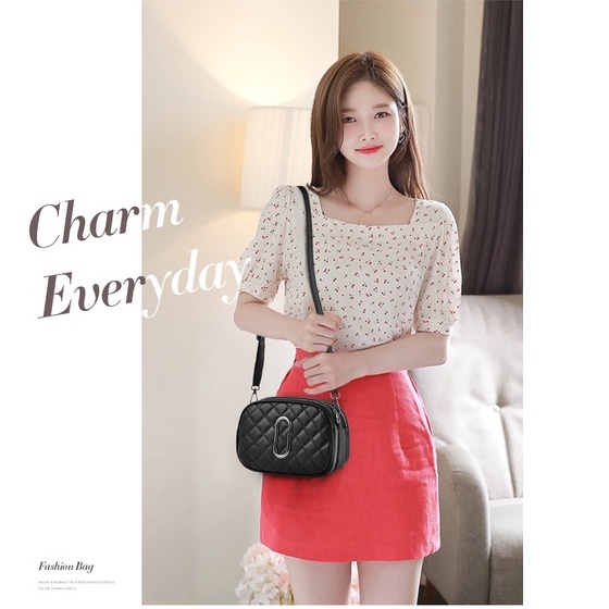 Túi Xách Nữ Da Mềm 3 Ngăn Đeo Chéo Đeo Vai Trần Trám Khóa Tròn Hottrend Thời Thượng SPB 223