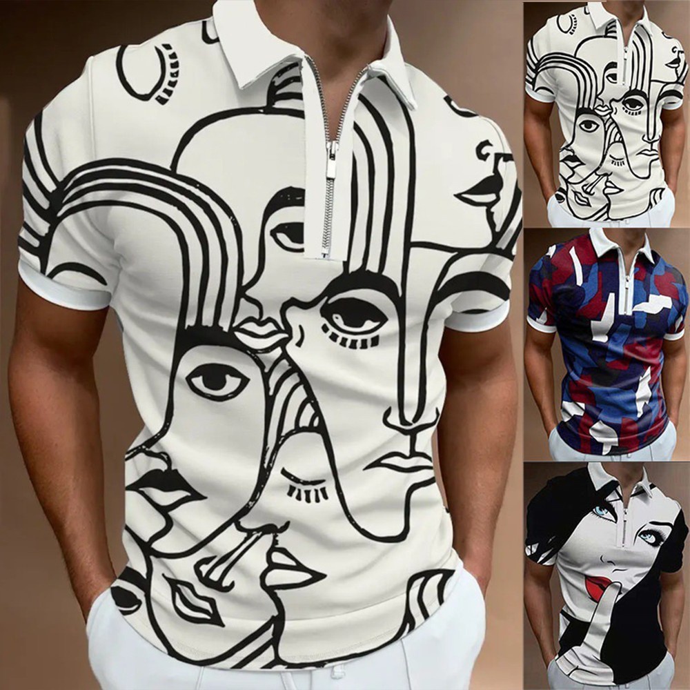 Áo thun đánh golf tay ngắn có khóa kéo thời trang năng động cho nam