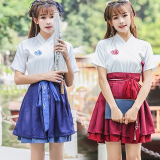 Hán phục cách tân váy ngắn mèo chiêu tài