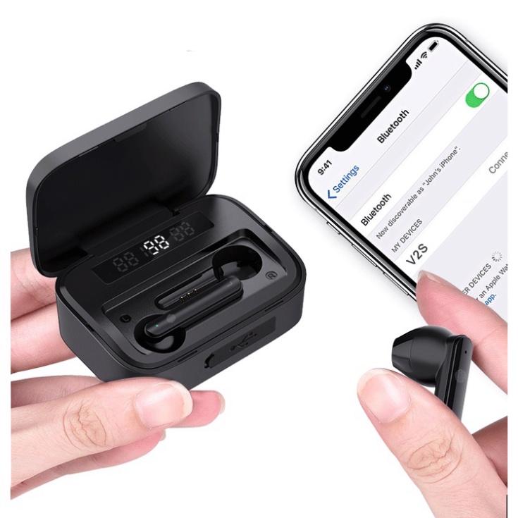 Tai Nghe Bluetooth GORSUN V2S Chính Hãng 5.0 TWS Không Dây Màn Hình LED Pin Dung Lượng Lớn 1800mAh Giảm Ồn Có Mic Tomad
