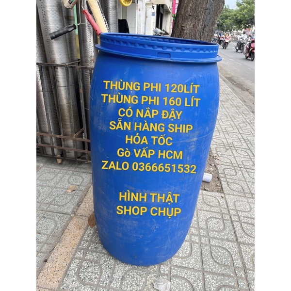 Thùng Phi Nhựa Cũ 120L-160 LÍT - SHIP HOẢ TỐC GÒ VẤP HCM CÓ KÈM NẮP