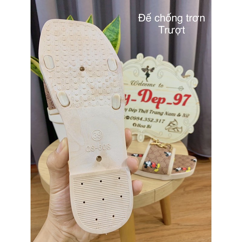 Dép Lê Nữ Quai ngang thời trang mickey đi mưa êm chân hot dễ đi cực kì rửa nước thoải mái