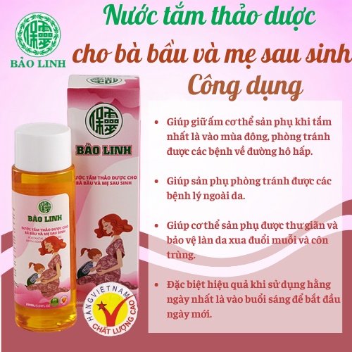 Nước Tắm Tinh Dầu Thảo Dược Bảo Linh Cho Bà Bầu, Mẹ Sau Sinh dung tích 200ml và 70ml siêu tiết kiệm