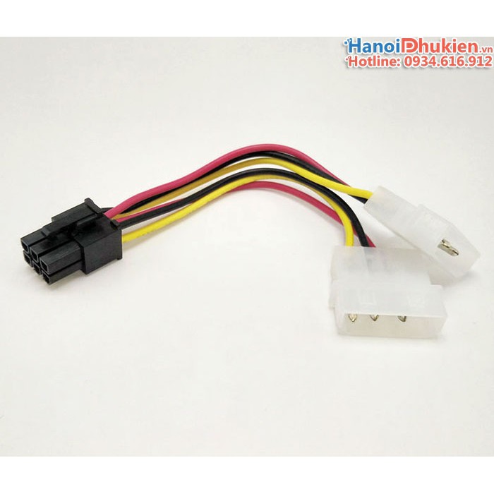 Cáp nguồn 2 Molex ATA sang 6pin cho card đồ họa VGA