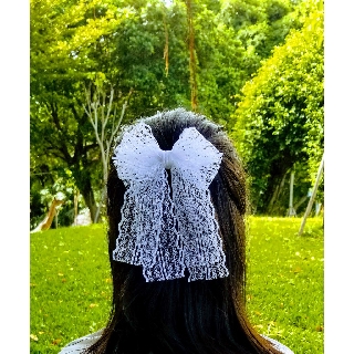 kẹp tóc nơ ren 2 tầng
