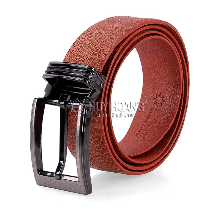 Thắt lưng nam da đà điểu trơn đầu kim màu vàng PH4416