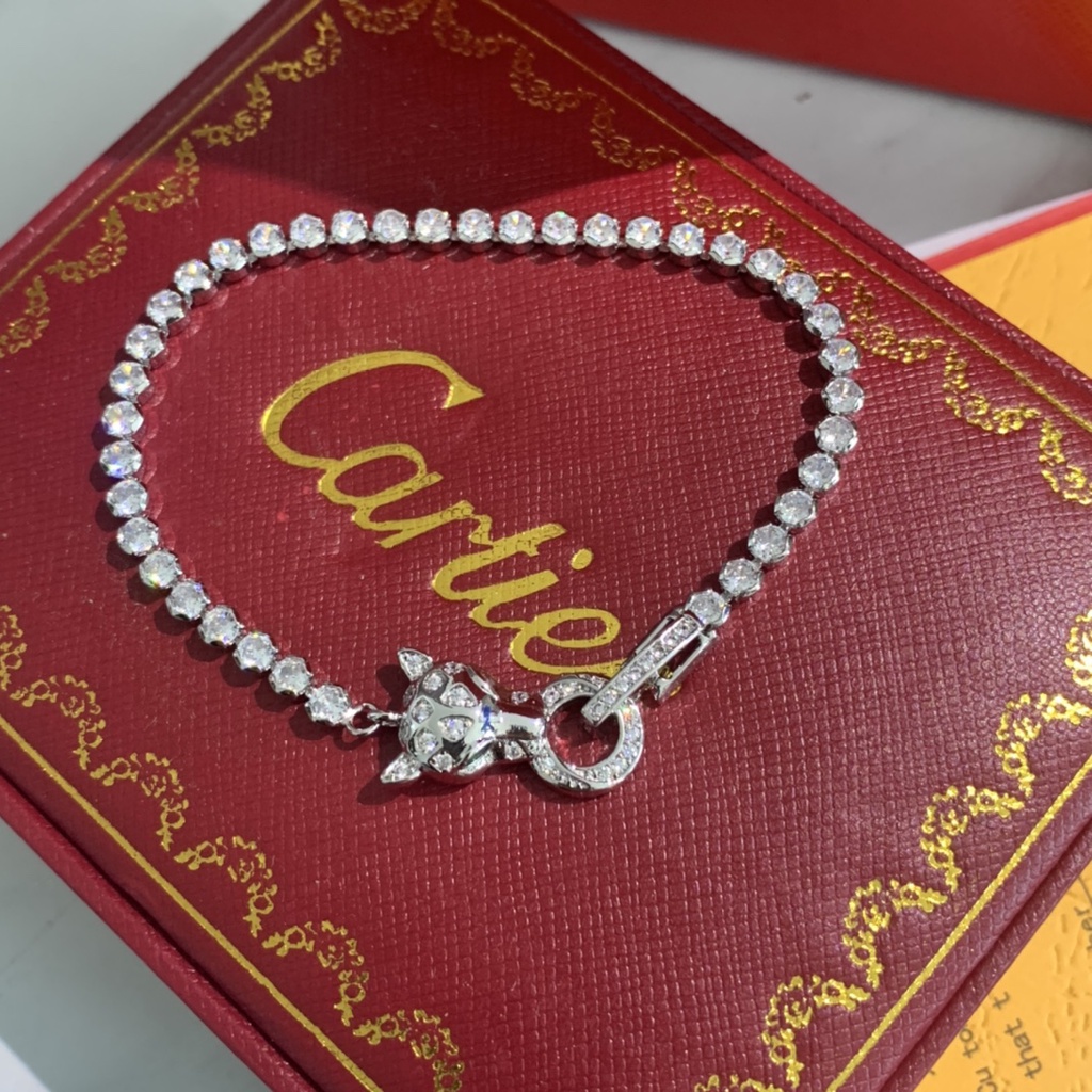 Vòng Đeo Tay Panth Re de Series Đính Kim Cương Toàn Bộ Đầu Báo Độc Đáo Cổ Điển Bán Chạy Cho Nữ