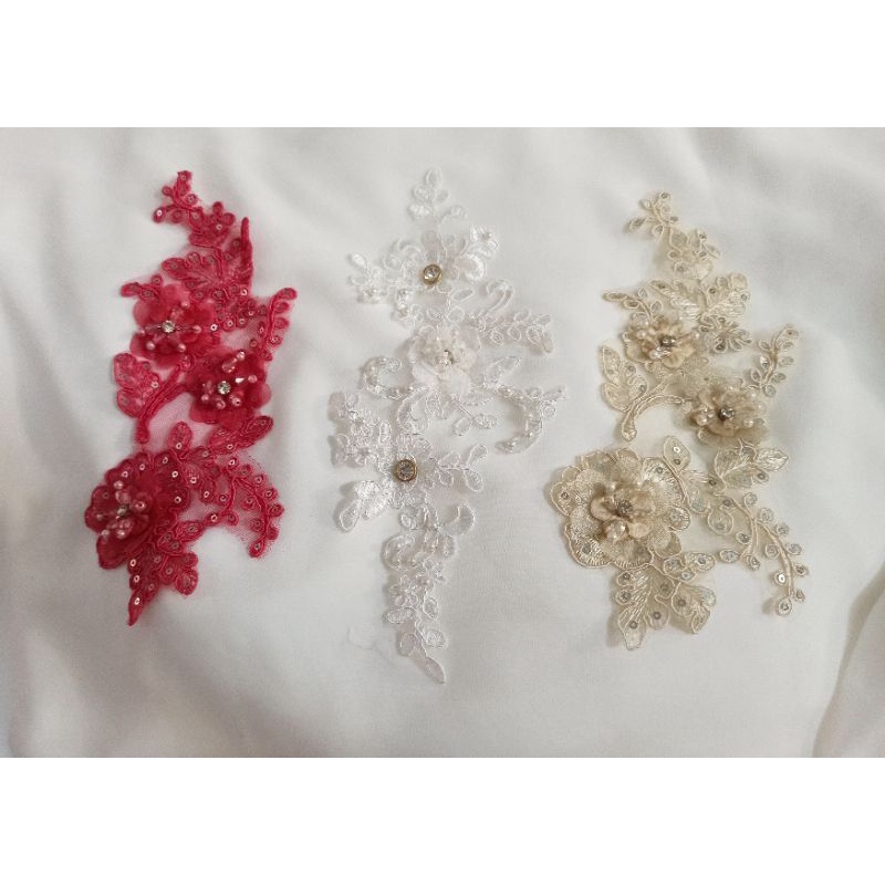 Hoa 3D trang trí áo dài - Hoa ren phụ kiện trang trí