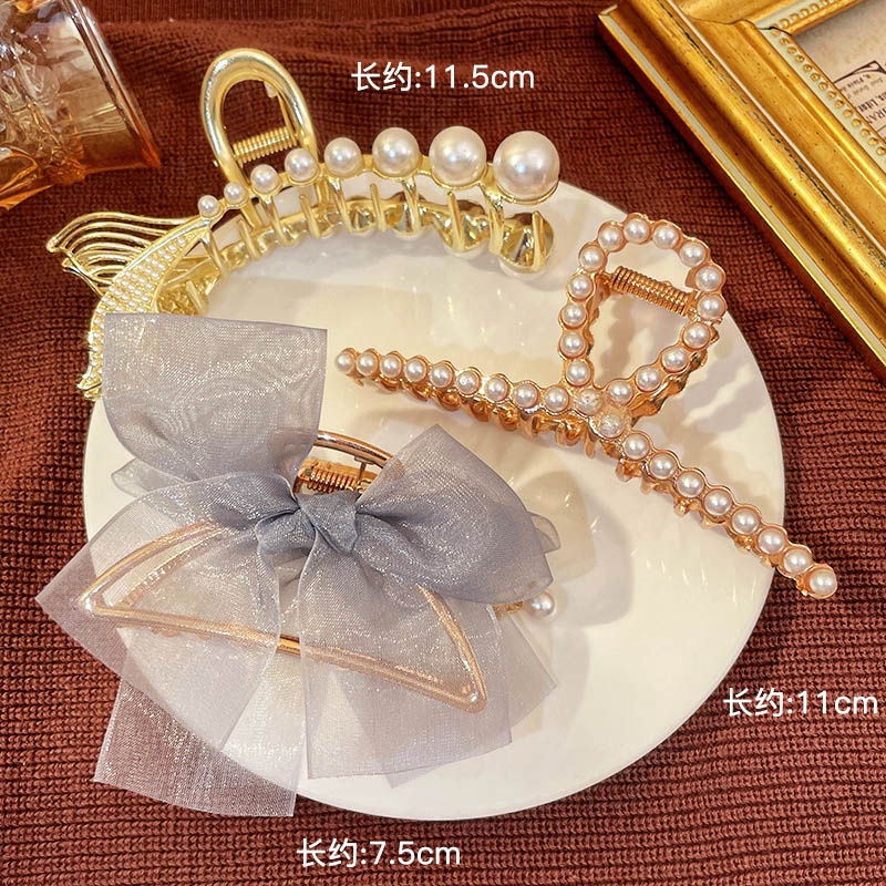 Kẹp Tóc Kim Loại Đính Ngọc Trai Nhân Tạo Thời Trang Nữ Tính