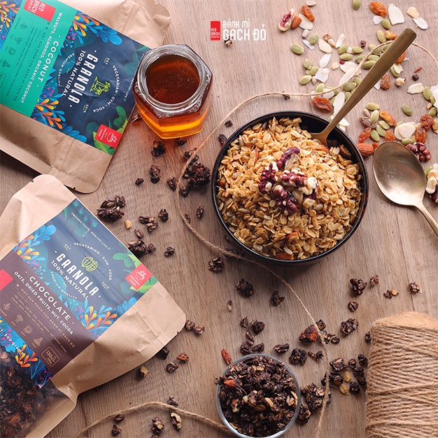 Ngũ Cốc Granola Gạch Đỏ 500g Giàu Hạt , Không Tinh Bột, Không Đường, Thích Hợp Cho Người Ăn Kiêng, Giảm Cân