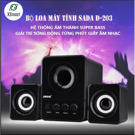 Loa Vi Tính Máy Tính SADA 203 Pro 2021 Cao Cấp, Âm Thanh Super Bass Dùng Cho Cả PC, Laptop Nghe Nhạc Siêu Hay