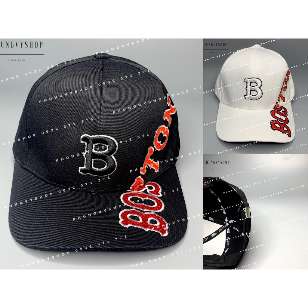 ( SALE )Mũ LƯỠI TRAI unisex NAM NỮ- THÊU BOS TON ĐỎ- nón kết