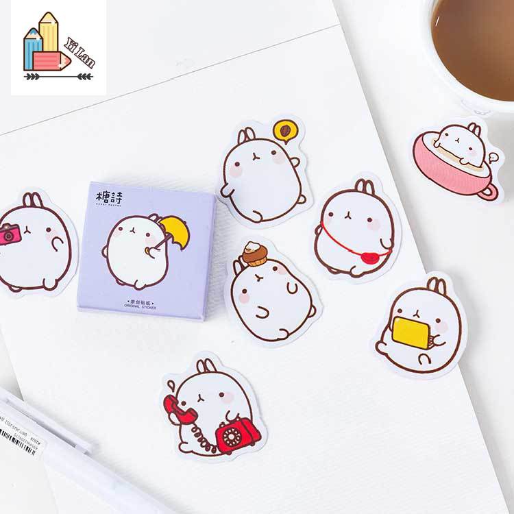 Set 46 Miếng Dán Hình Thỏ Trang Trí Sổ Tay/Nhật Ký DIY