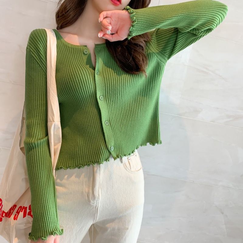 Áo Cardigan Dệt Kim Tay Dài Màu Trơn Dáng Rộng Thời Trang Hàn Dành Cho Nữ