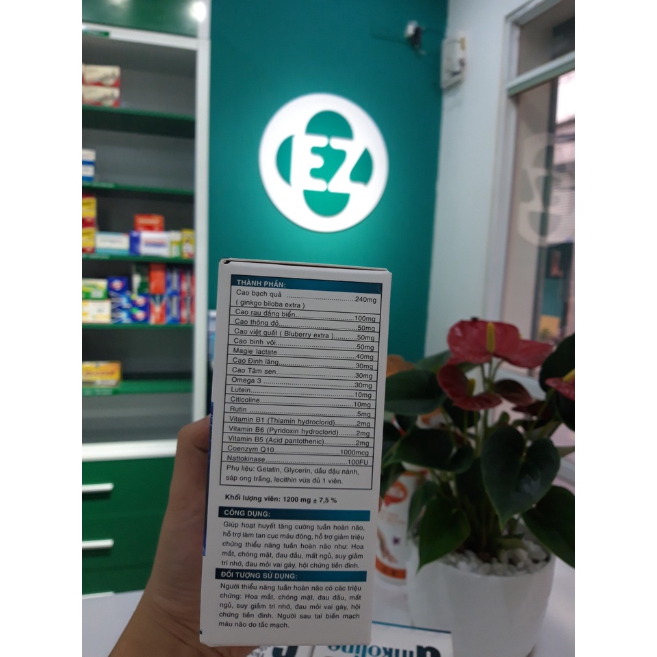 Hoạt huyết dưỡng não Ginkoline Premium giúp tăng cường tuần hoàn máu não - Hộp 30 viên - EZ Pharmacy