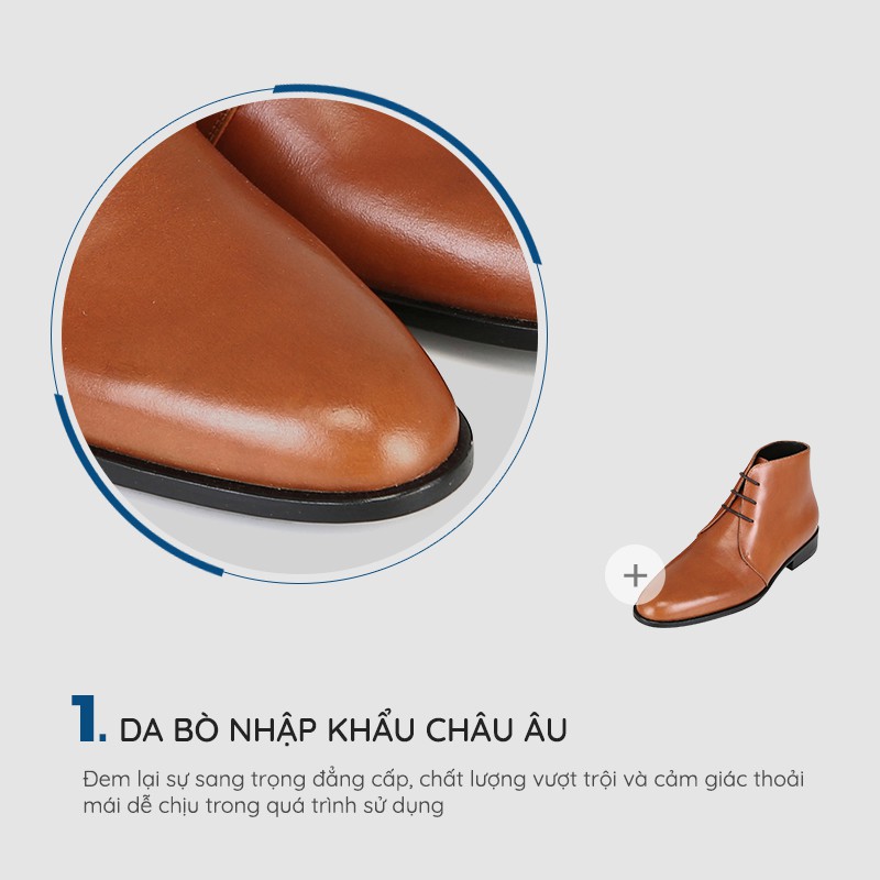 Giày da nam Chukka Boots ClassX Lefo 1810 - (Nâu Bò)