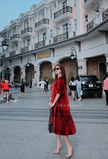 [Free ship] Đầm nhung đỏ Đầm dáng suông Dưa Gang store DFN01 sang chảnh cho quý cô sành điệu không bao giờ lỗi thời | BigBuy360 - bigbuy360.vn